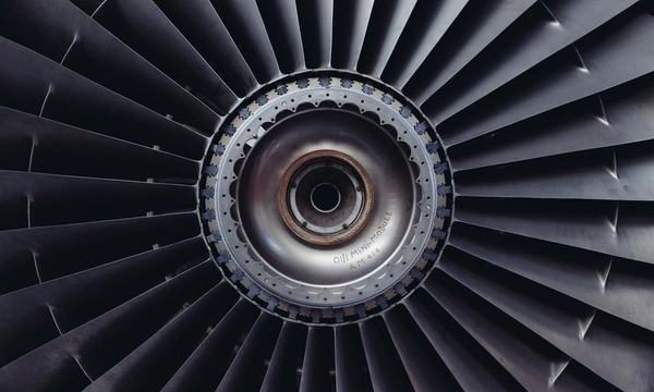 Front of a jet engine fan