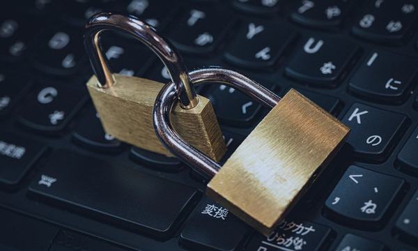 Padlocks on a computer keyboard