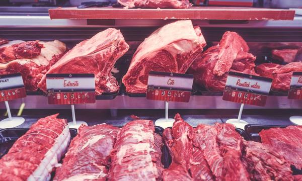 Butcher's counter of fresh meat
