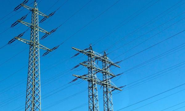 Electricity transmission towers and power lines