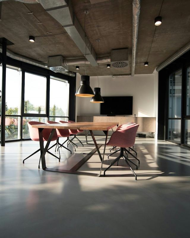 Bright modern office meeting space